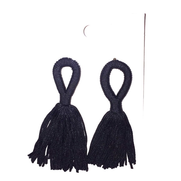 h&m black tassel earrings